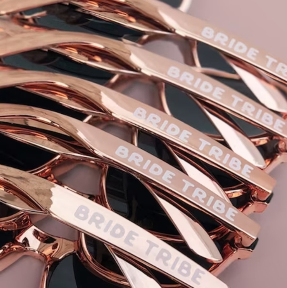 Rose Gold bride tribe sunglasses with bride sunglasses